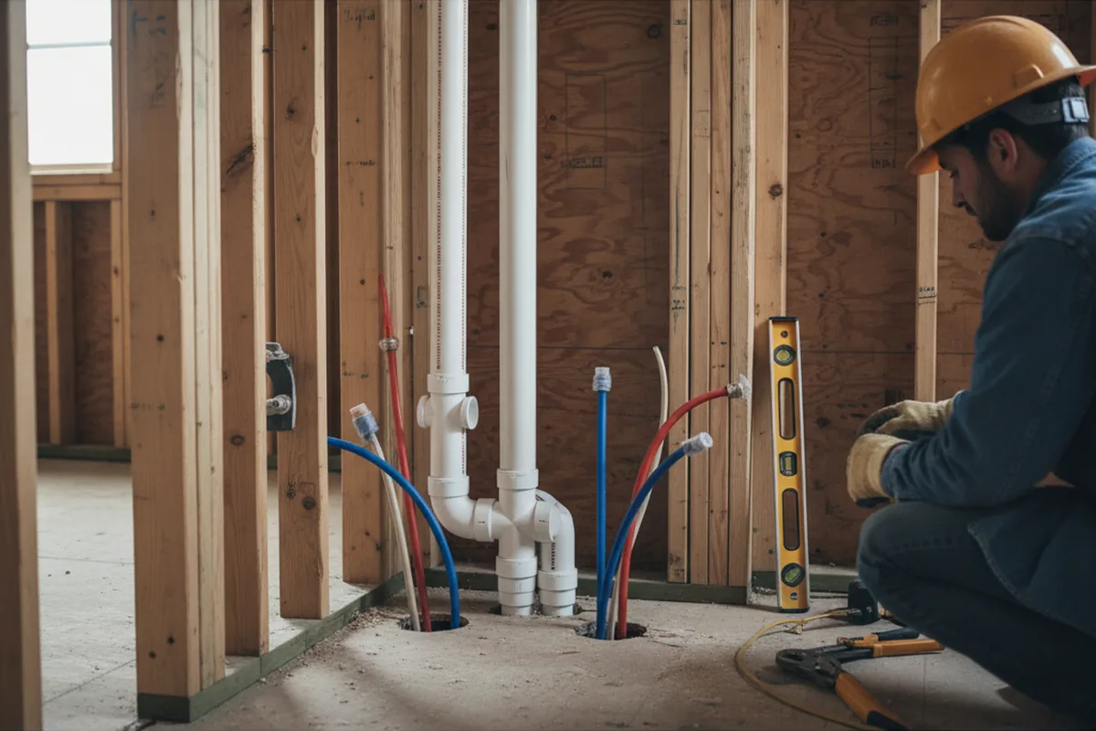 Drain and supply rough-in during Drain Cleaning in Lumber Bridge
